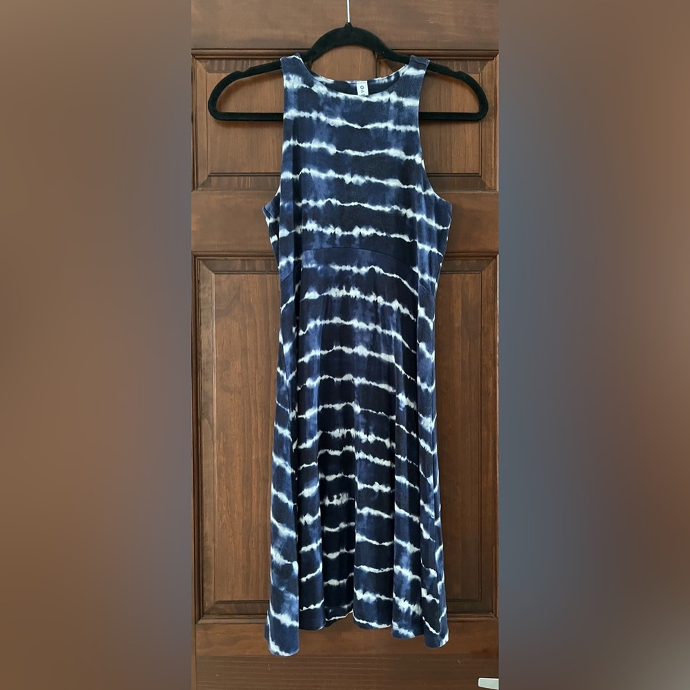 Athleta Navy and White Tie-Dye Dress